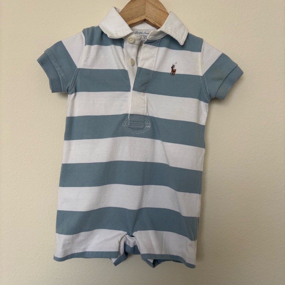 Ralph Lauren Baby Striped Polo Romper 6m